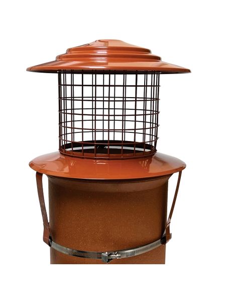 Bird Guard for Solid Fuel with Strap Fix painted Terracotta