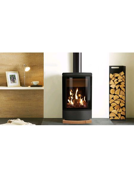 Gazco Loft Gas stove with Woodgrain sandstone Plinth