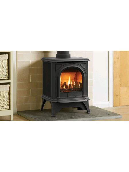 Gas-Huntingdon-20-with-clear-door-in-matt-black-mi