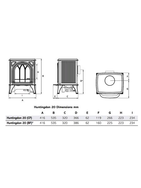 dimensions of gazco huntingdon 30