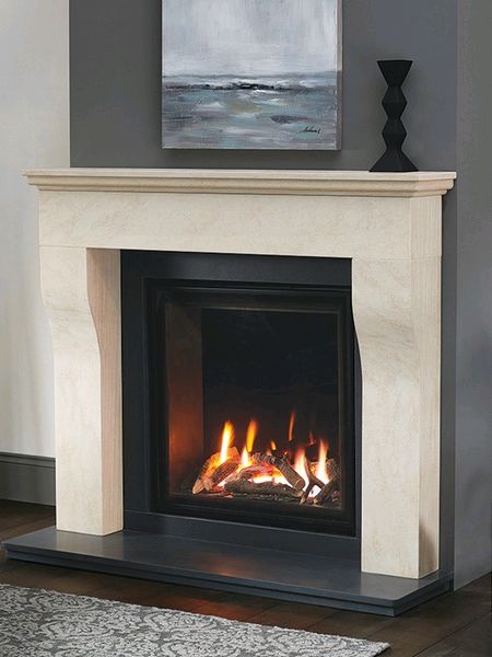 The Cottage 54 inch Mantel Corinthian stone  also available in Aegean limestone and Portuguese limestone