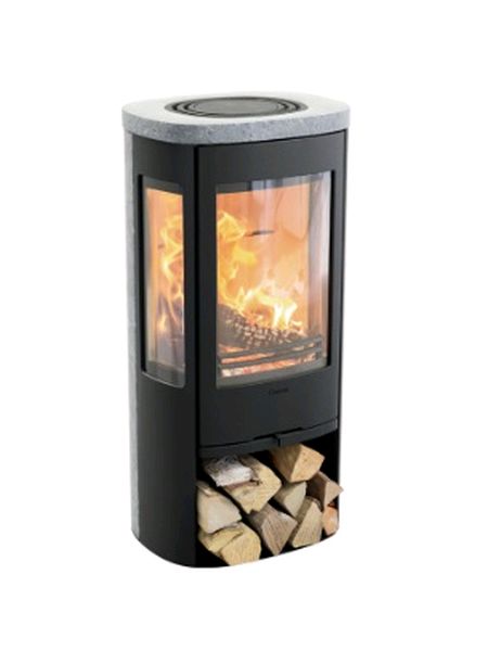 Contura 856T Style woodburner Modern 5kw woodburning stove with glass side panels and soap stone