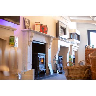 Stone fireplaces on display at Waveney stoves and fireplaces showroom