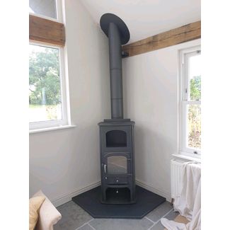 Clearview Pioneer Oven in Charcoal grey with satin chrome fittings 6kw