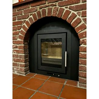 Heta Inspire 40 insert woodburner in black with 4 sided frame