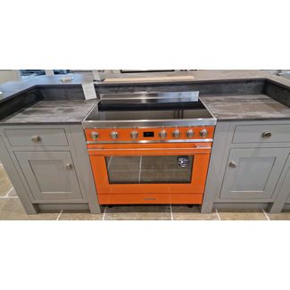 Smeg 90cm Portofino in orange all electric with induction top